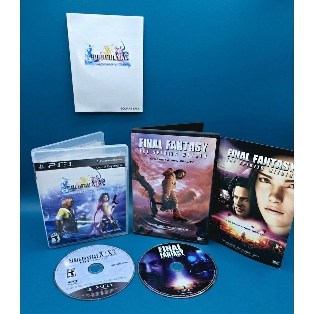 Final Fantasy X|X-2 HD Remaster (PS3) + Spirits Within (DVD) Lot - CIB, EX Cond